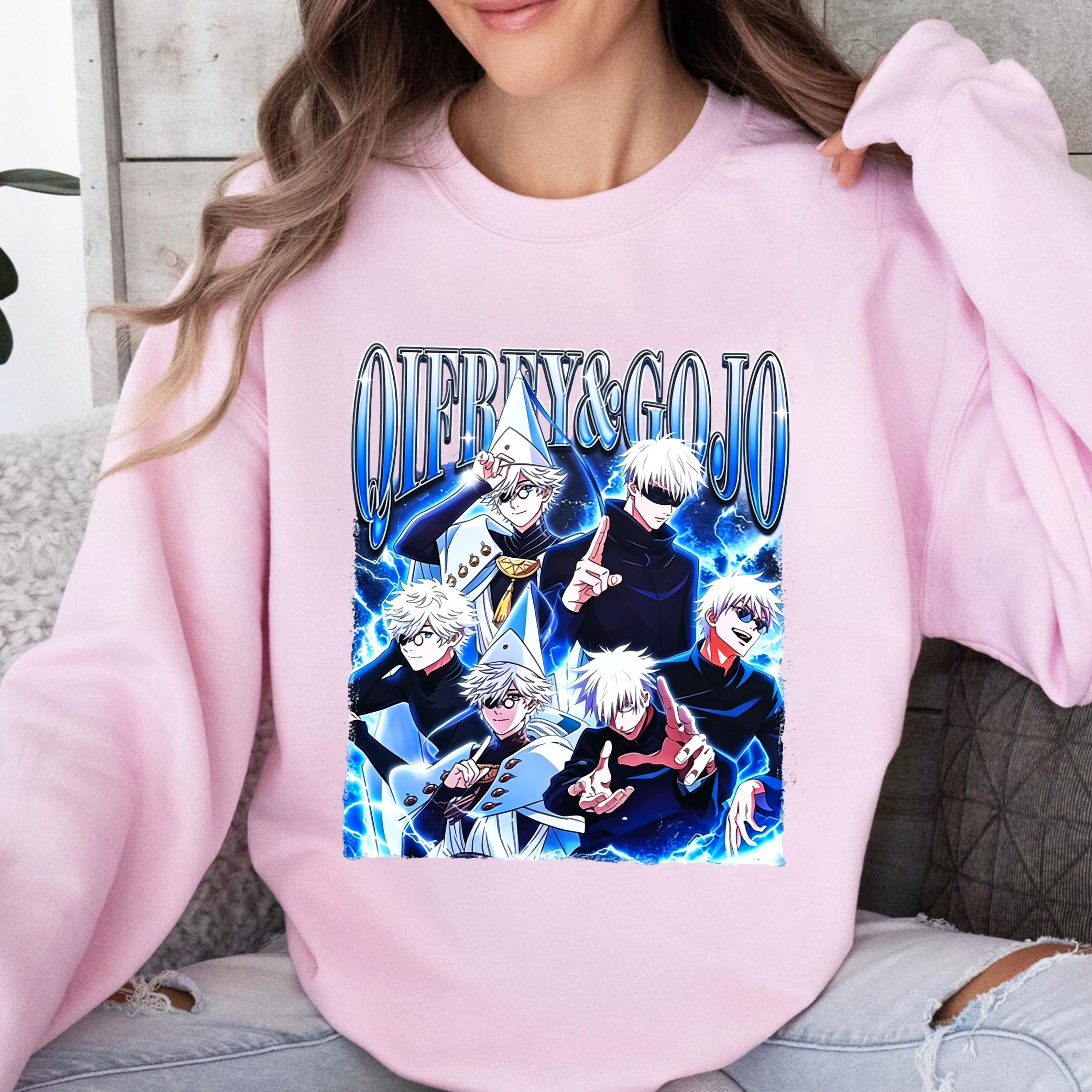 Qifrey x Gojo Anime Oversize Unisex Shirts/Crewneck/Hoodie