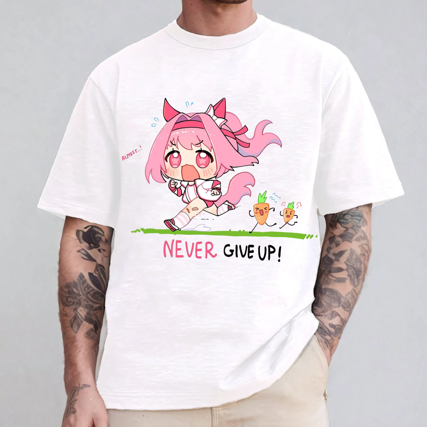 Never give up! Haru Urara Uma Musume Unisex Shirts/Crewneck/Hoodie
