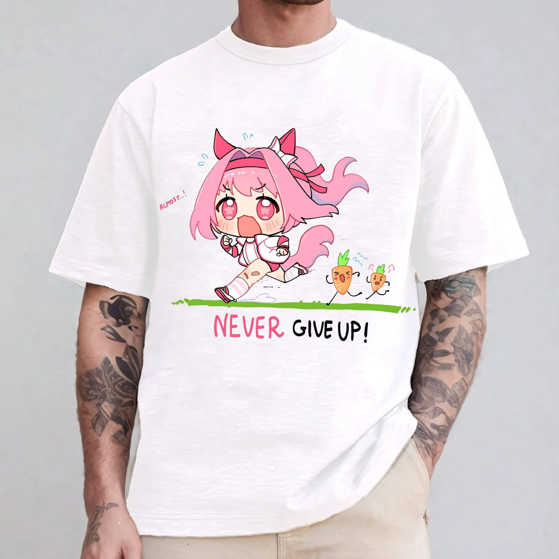 Never give up! Haru Urara Uma Musume Unisex Shirts/Crewneck/Hoodie