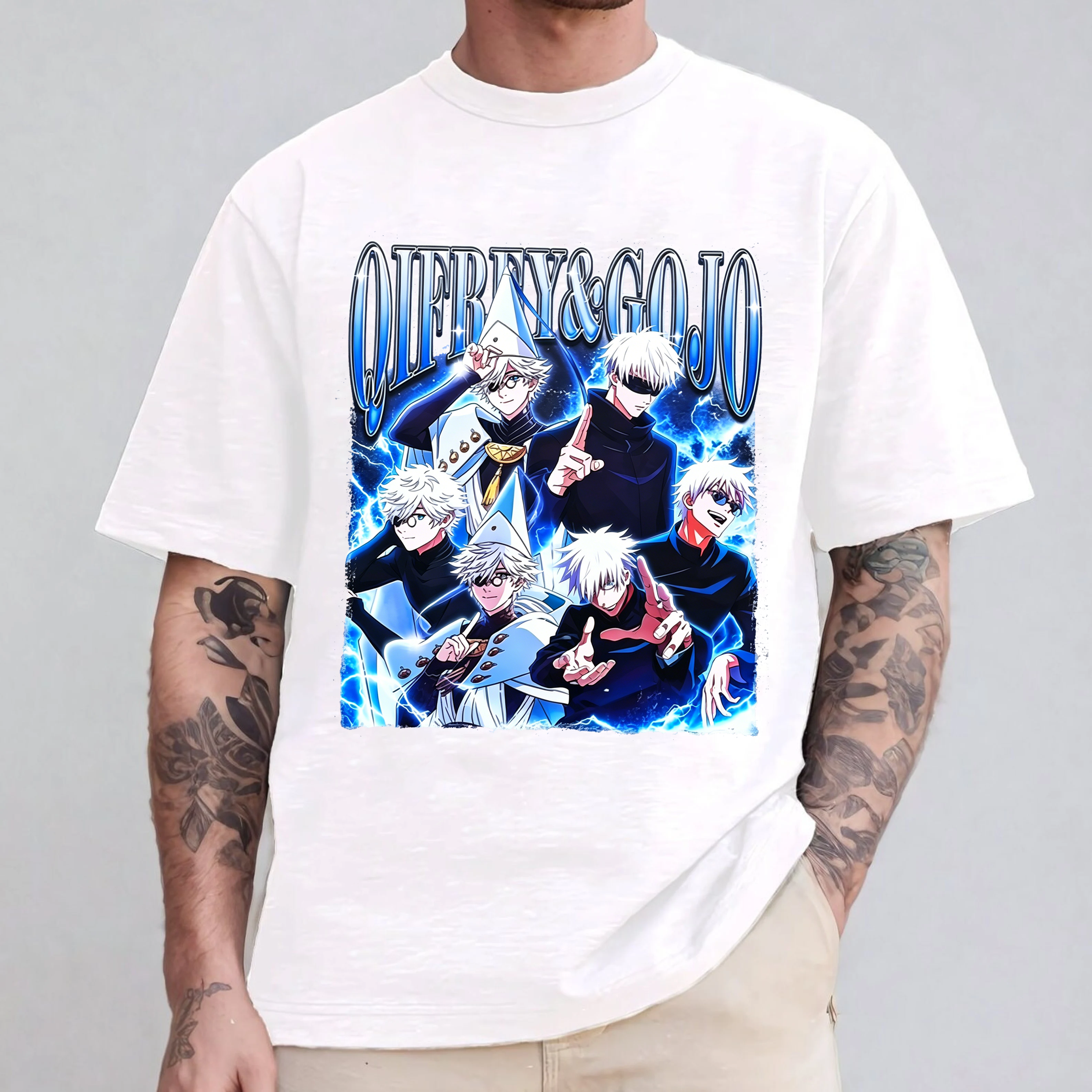 Qifrey x Gojo Anime Oversize Unisex Shirts/Crewneck/Hoodie