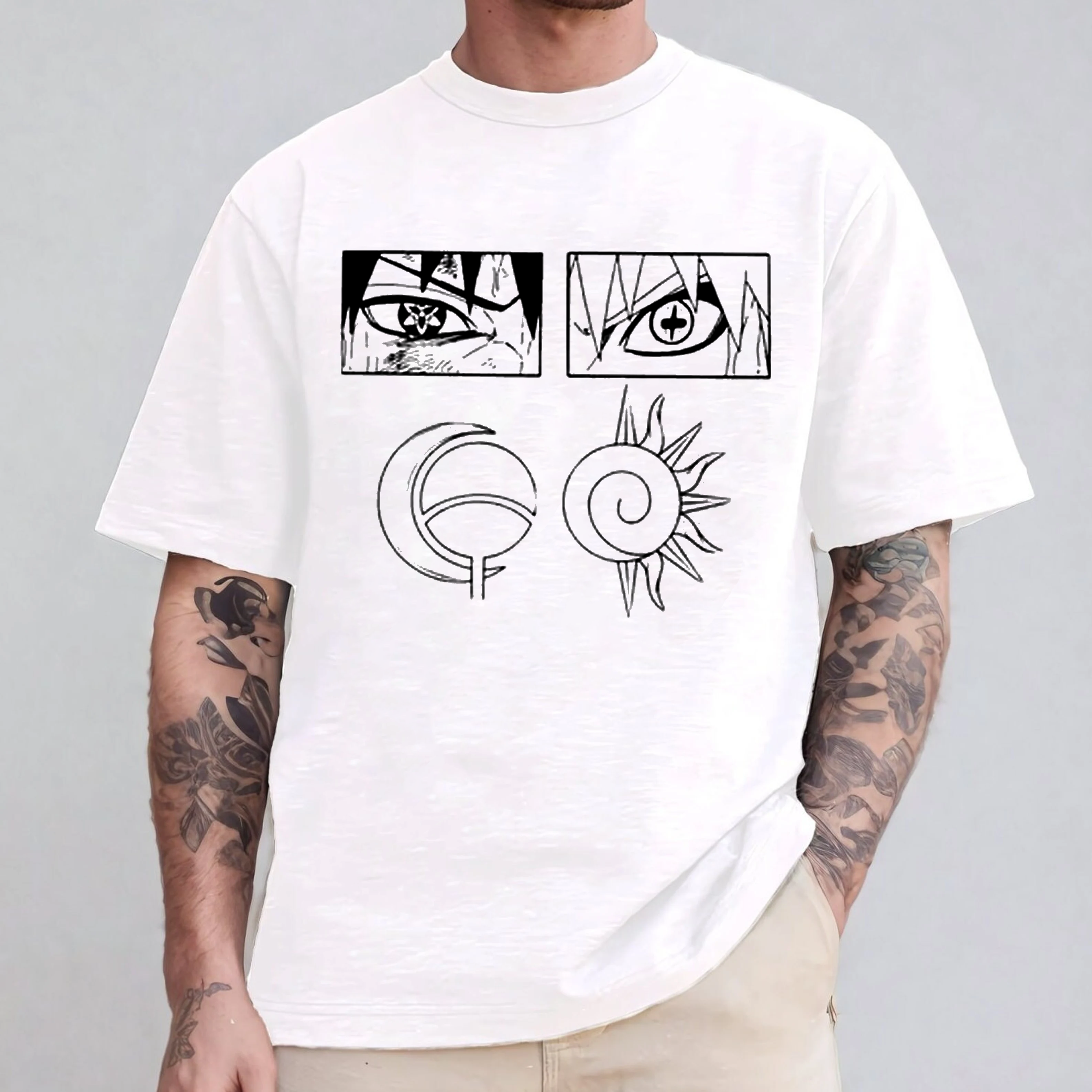 Naruto And Sasuke Clan Eyes Graphic Oversize Unisex Shirts/Crewneck/Hoodie
