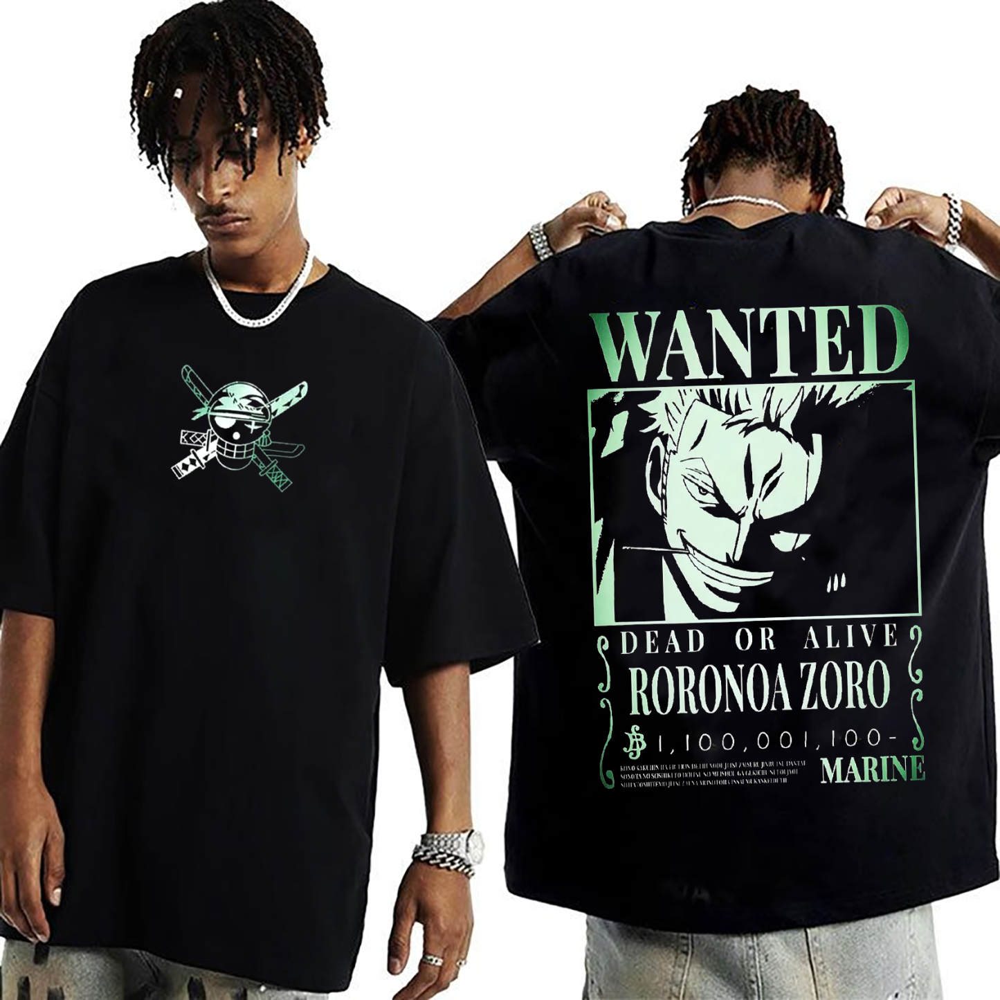 One Piece Shirt -Zoro Wanted Anime Unisex Washed T-Shirt