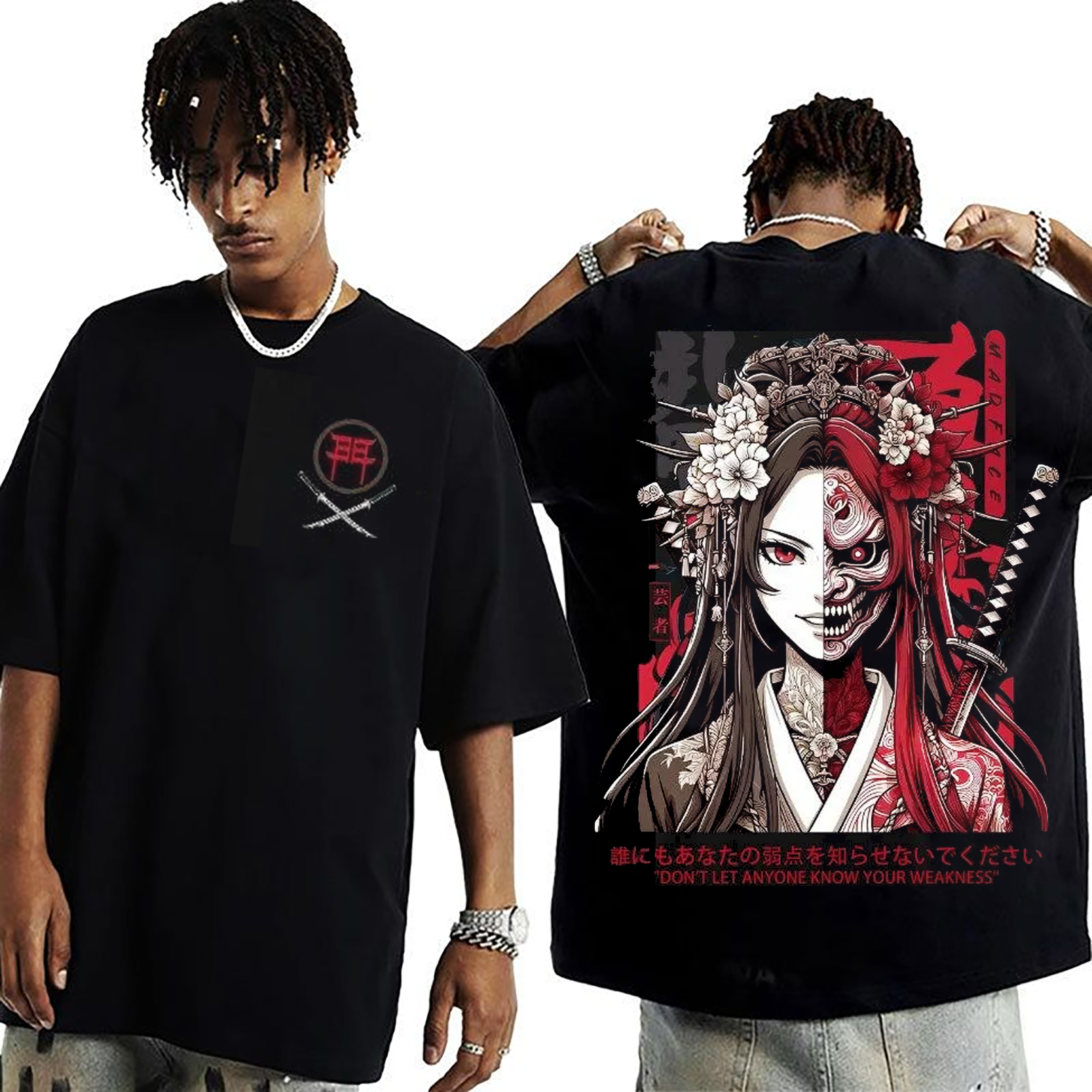 Half-Faced Skull Geisha Japanese Culture Oversize Unisex Shirts/Crewneck/Hoodie