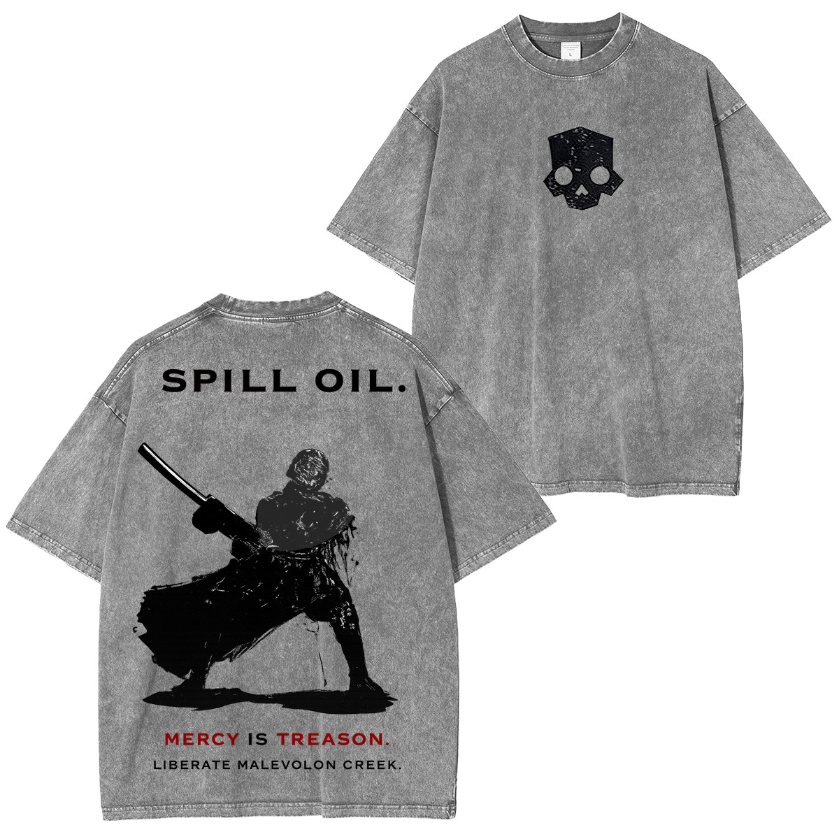 SPILL OIL. MERCY IS TREASON Helldivers 2 Washed T-Shirt