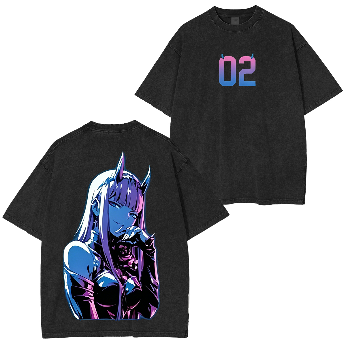 Zero Two Love Fades with Disapointment Zero Anime Oversized Unisex Washed T-Shirt