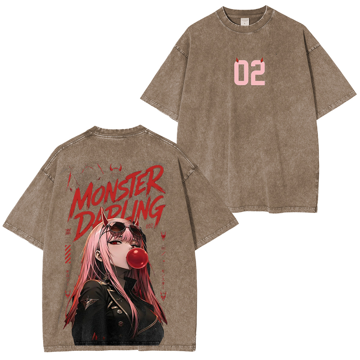 Zero Two Hiro Unisex Washed T-Shirt