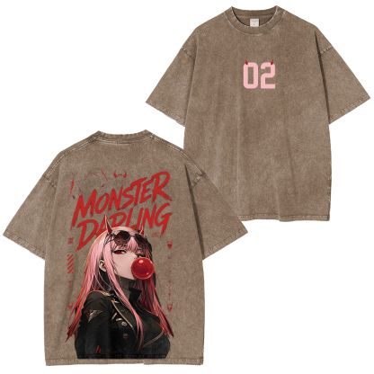 Zero Two Hiro Unisex Washed T-Shirt