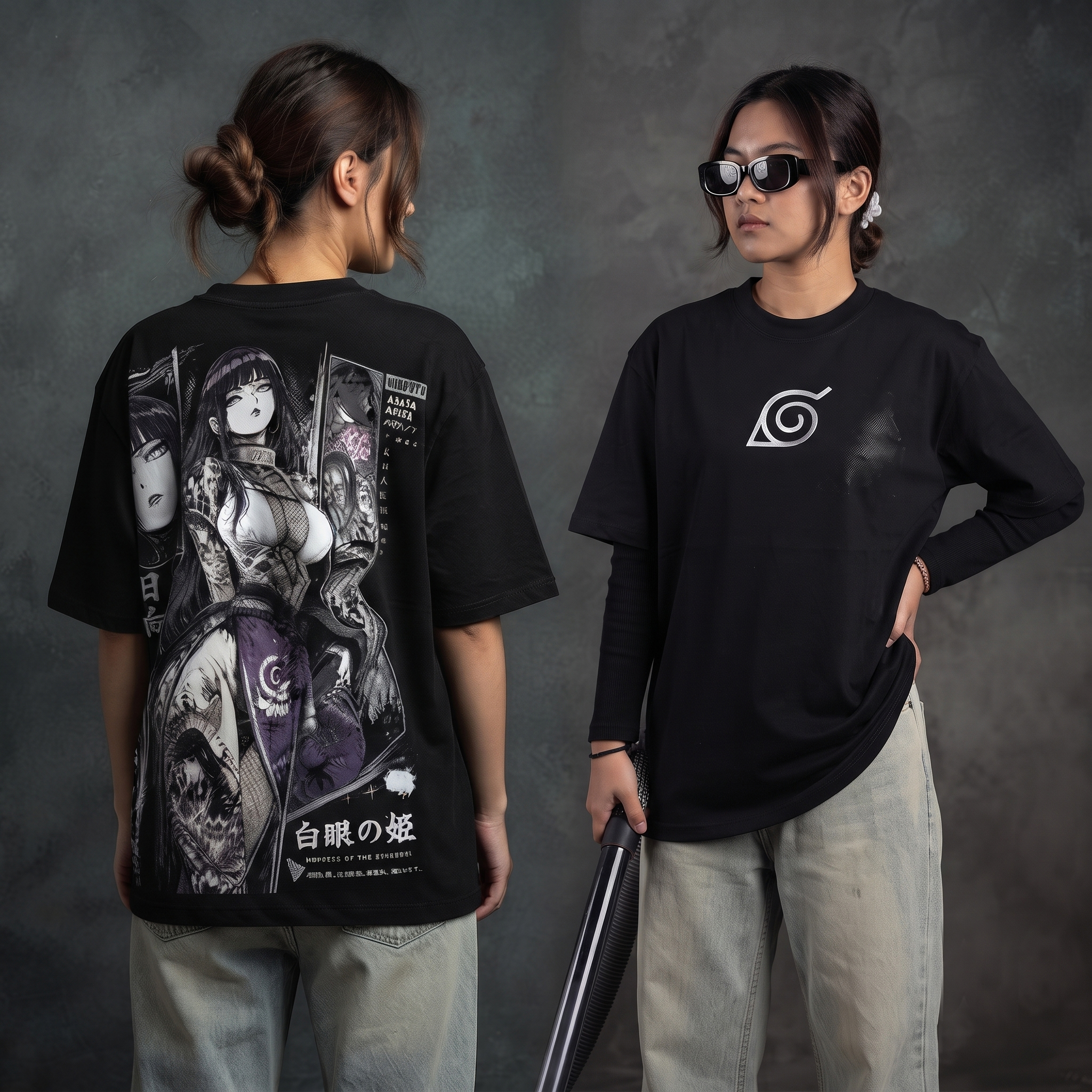 Naruto Hinata Vintage Unisex  Washed T-Shirt
