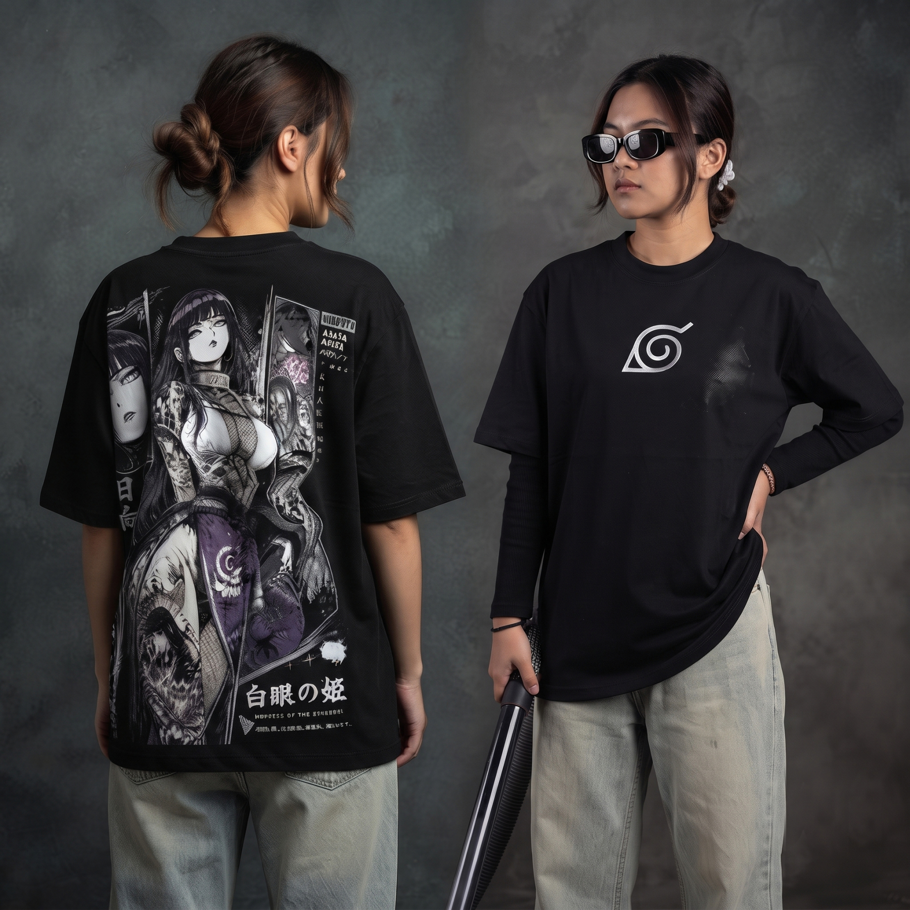 Naruto Hinata Vintage Unisex  Washed T-Shirt
