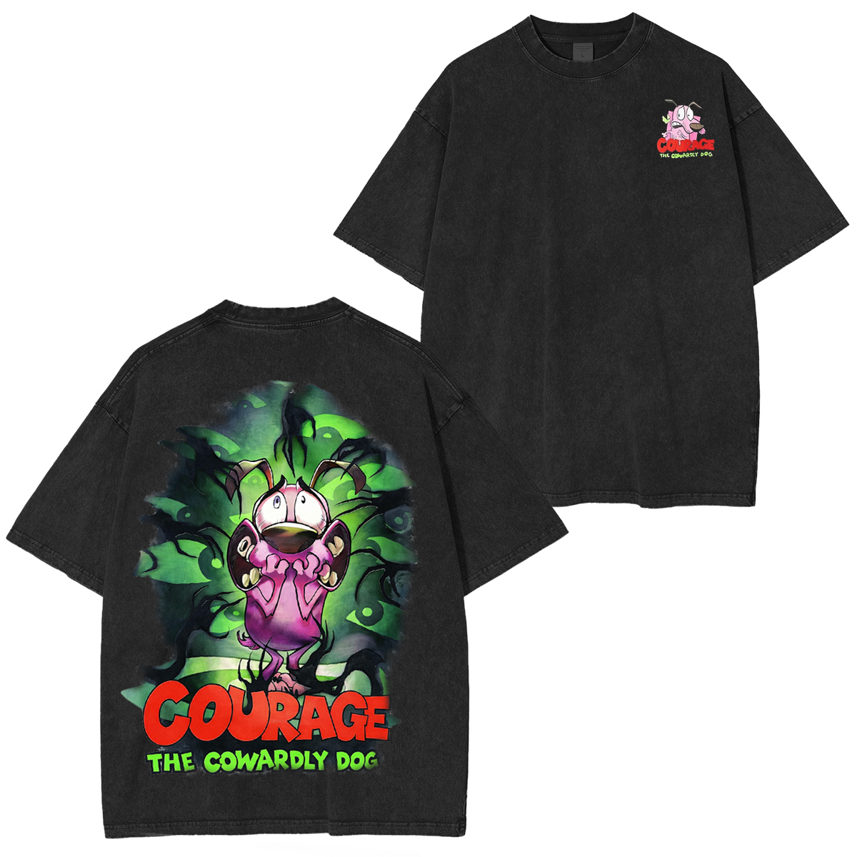 Courage may be scared, but his heart’s always in the right place."Couragethecowardlydog Oversized Washing Tee