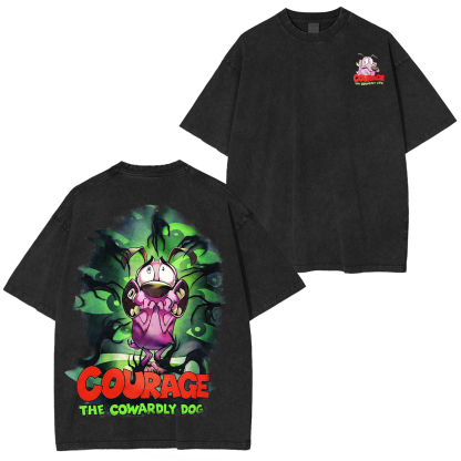 Courage may be scared, but his heart’s always in the right place."Couragethecowardlydog Oversized Washing Tee