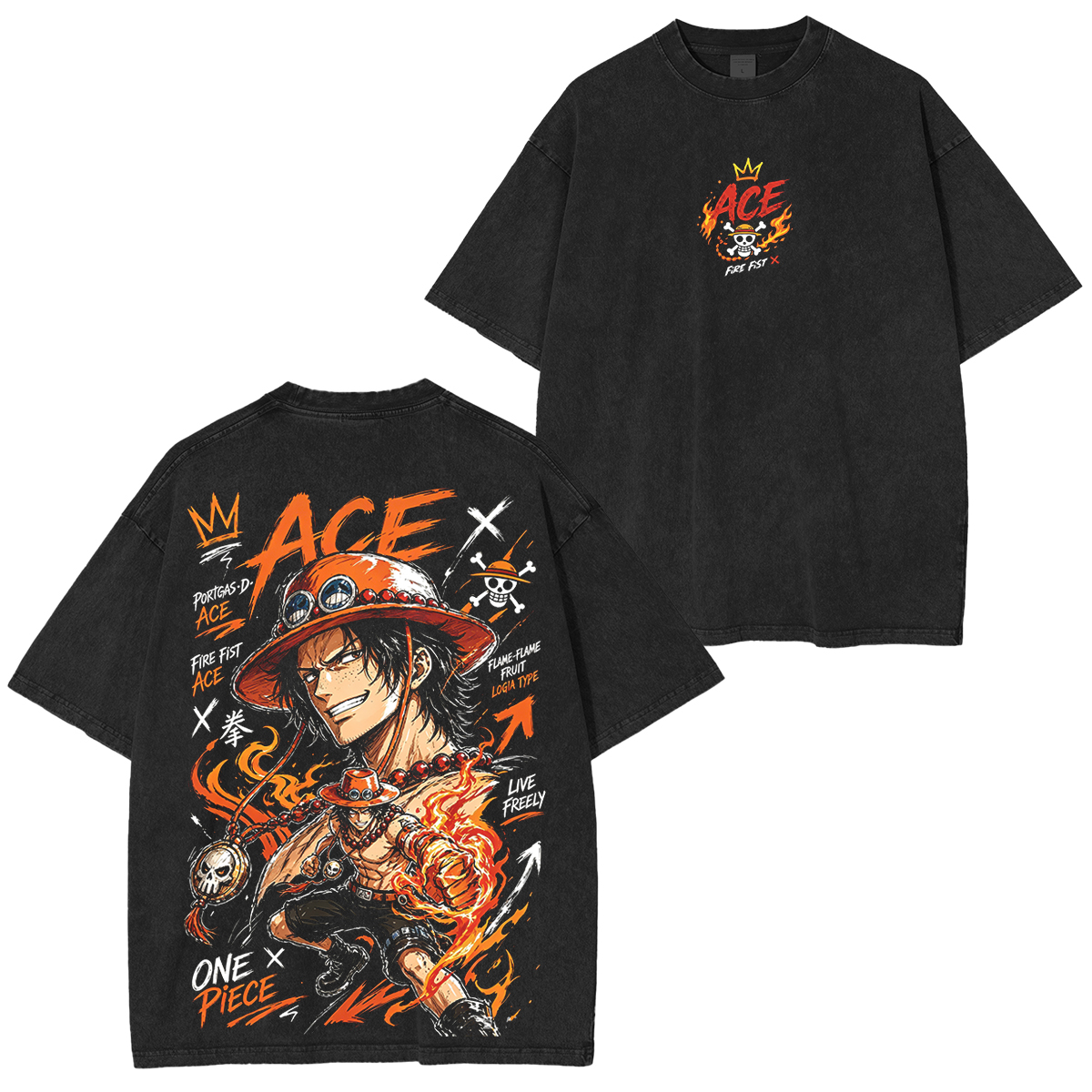 Portgas Ace Unisex Washed T-Shirt