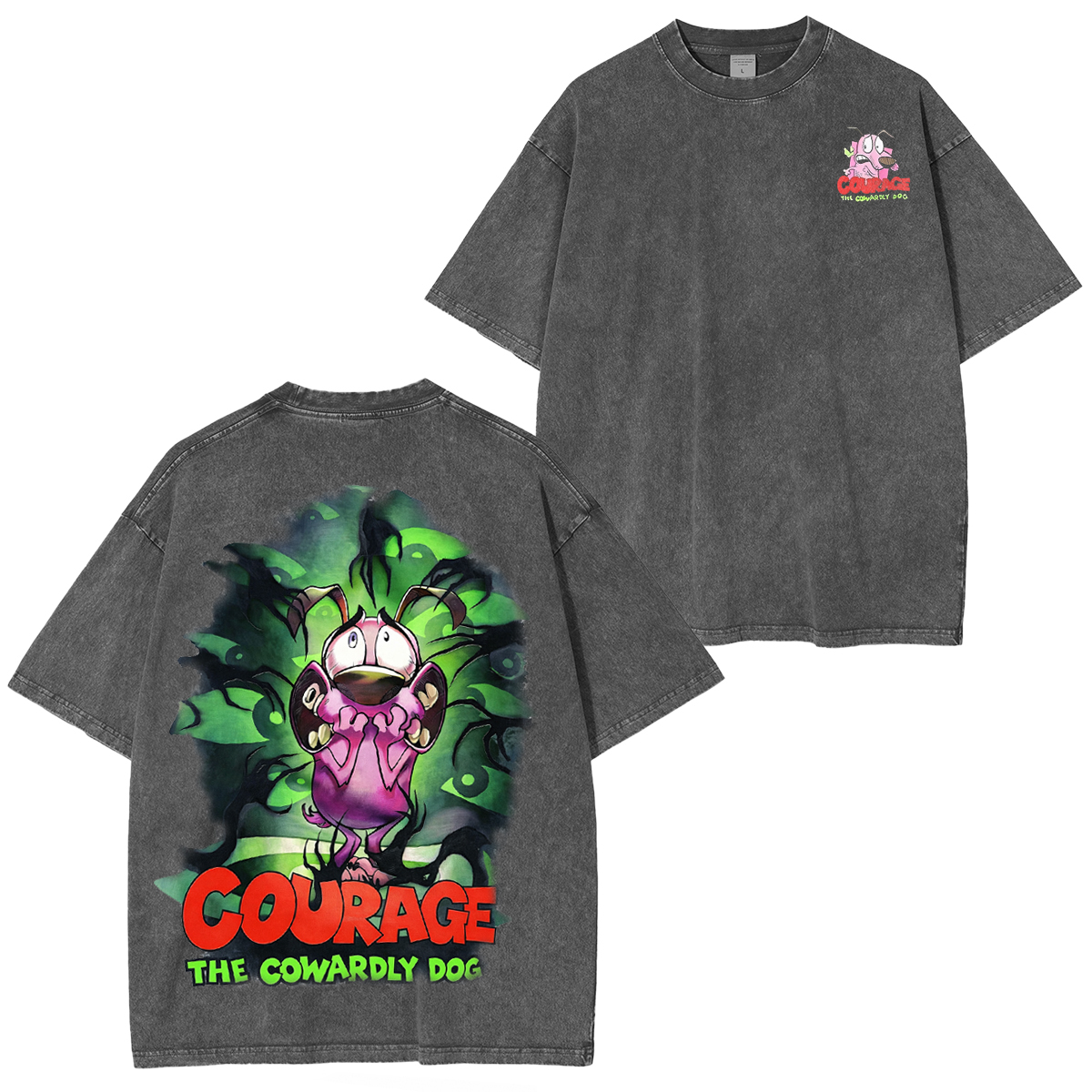 Courage may be scared, but his heart’s always in the right place."Couragethecowardlydog Oversized Washing Tee