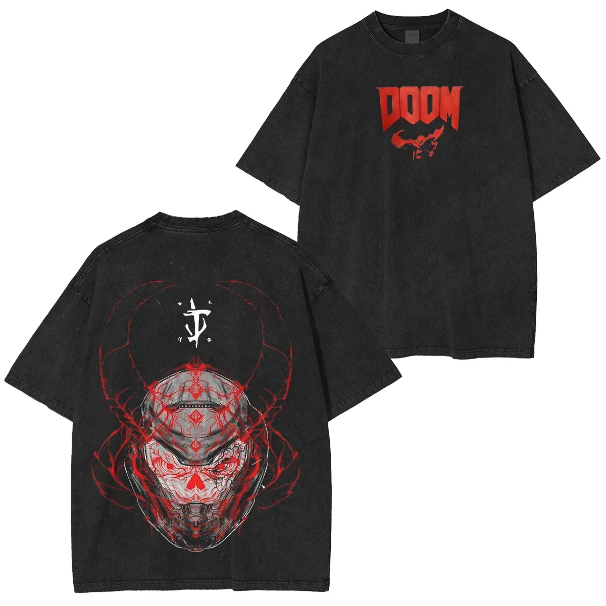 DOOM Tattoo Art Vintage Washed Unisex T-Shirt