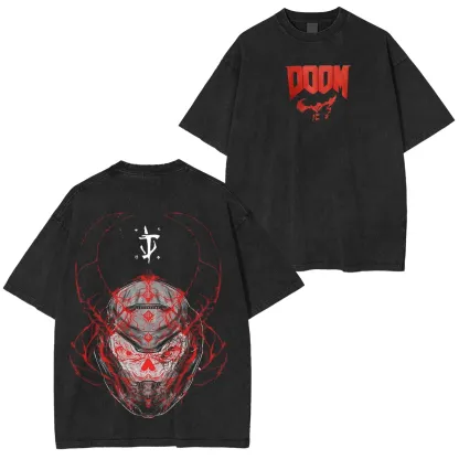 DOOM Tattoo Art Vintage Washed Unisex T-Shirt