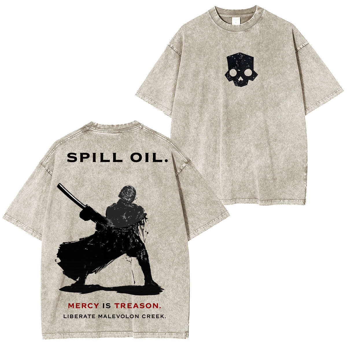 SPILL OIL. MERCY IS TREASON Helldivers 2 Washed T-Shirt