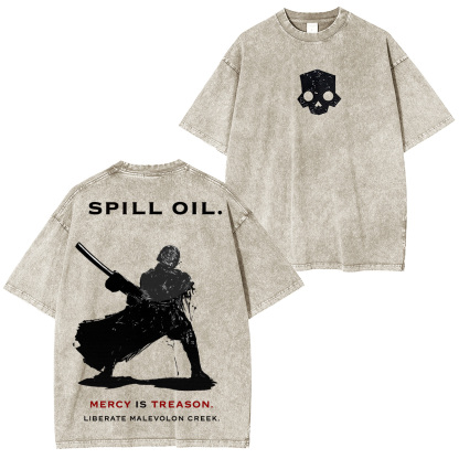 SPILL OIL. MERCY IS TREASON Helldivers 2 Washed T-Shirt