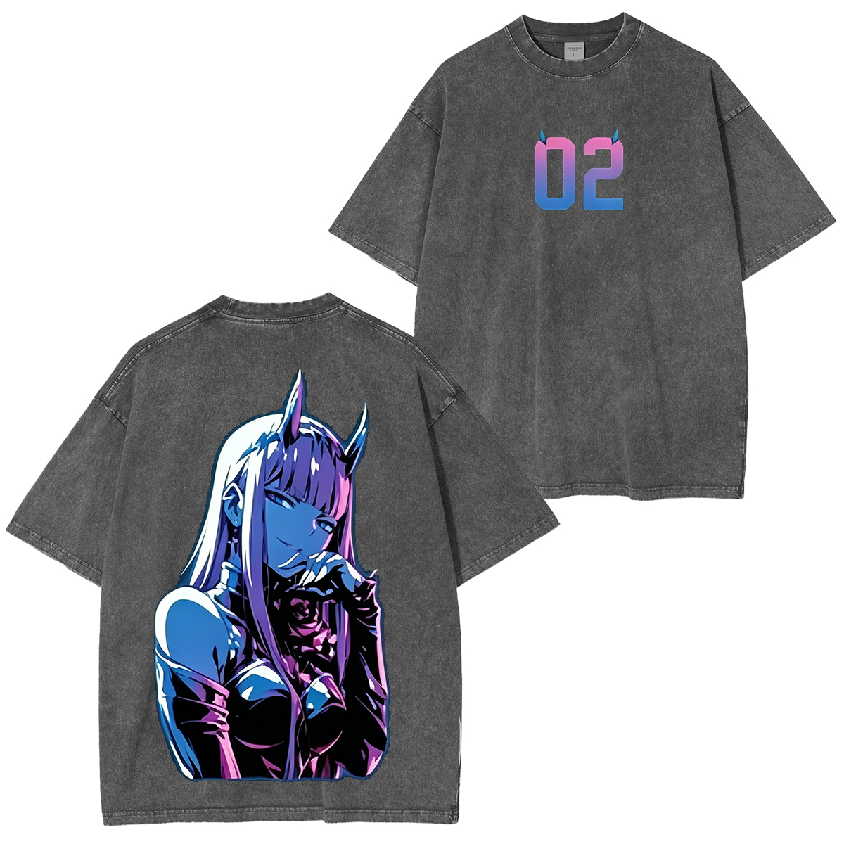 Zero Two Love Fades with Disapointment Zero Anime Oversized Unisex Washed T-Shirt