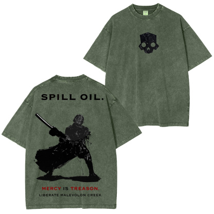 SPILL OIL. MERCY IS TREASON Helldivers 2 Washed T-Shirt