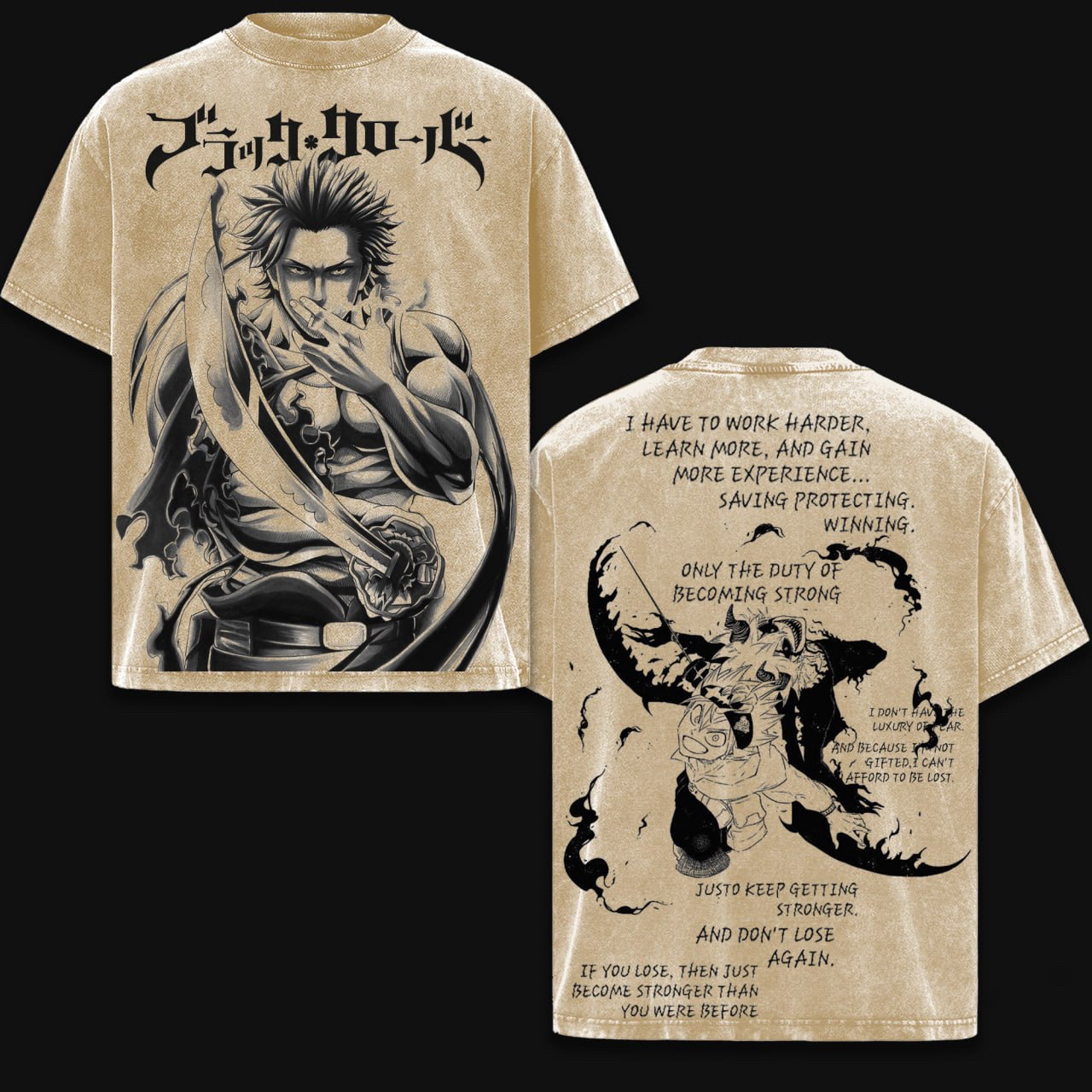 Black Clover Anime Double  Vintage Washed T-shirt/Crewneck/Hoodie
