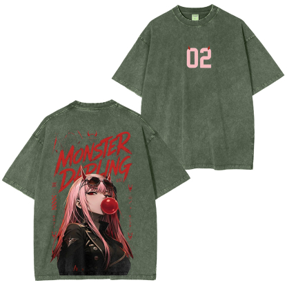 Zero Two Hiro Unisex Washed T-Shirt