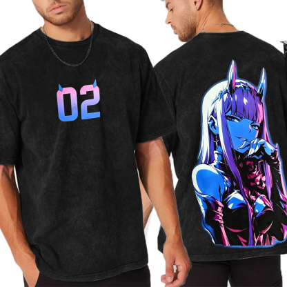 Zero Two Love Fades with Disapointment Zero Anime Oversized Unisex Washed T-Shirt