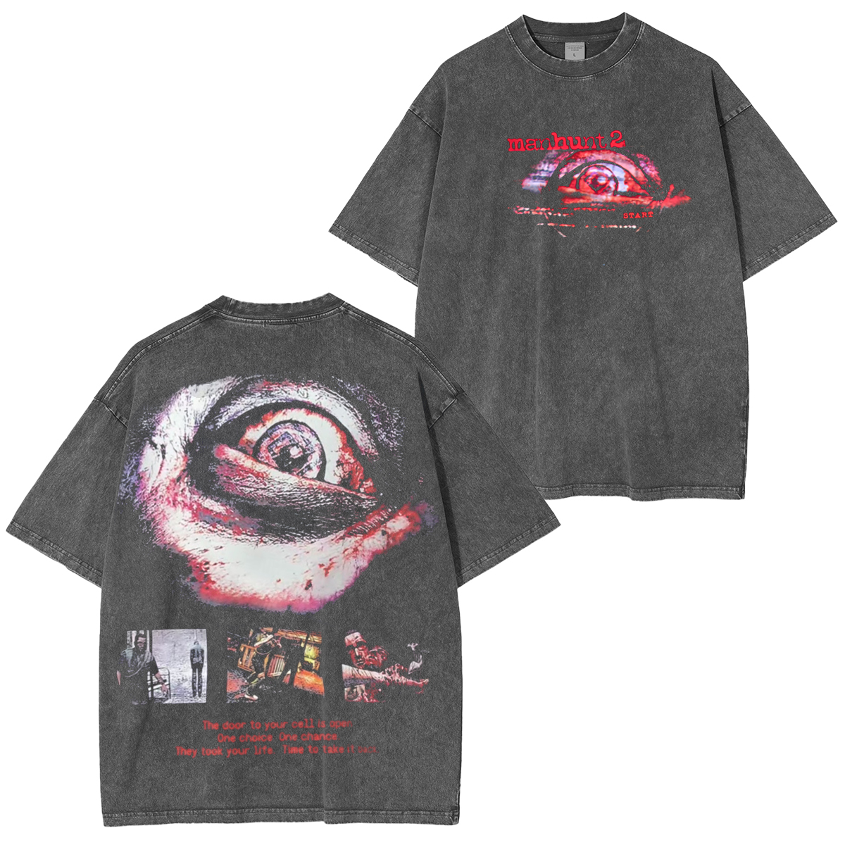 Manhunt PS2 Oversized Unisex Washed T-Shirt