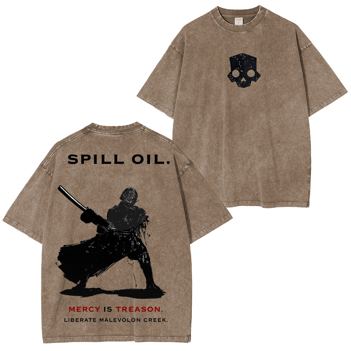 SPILL OIL. MERCY IS TREASON Helldivers 2 Washed T-Shirt