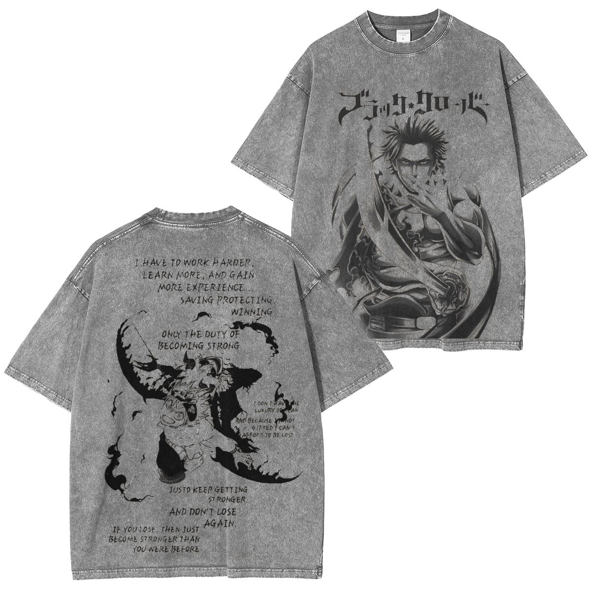 Black Clover Anime Double  Vintage Washed T-shirt/Crewneck/Hoodie