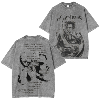 Black Clover Anime Double  Vintage Washed T-shirt/Crewneck/Hoodie