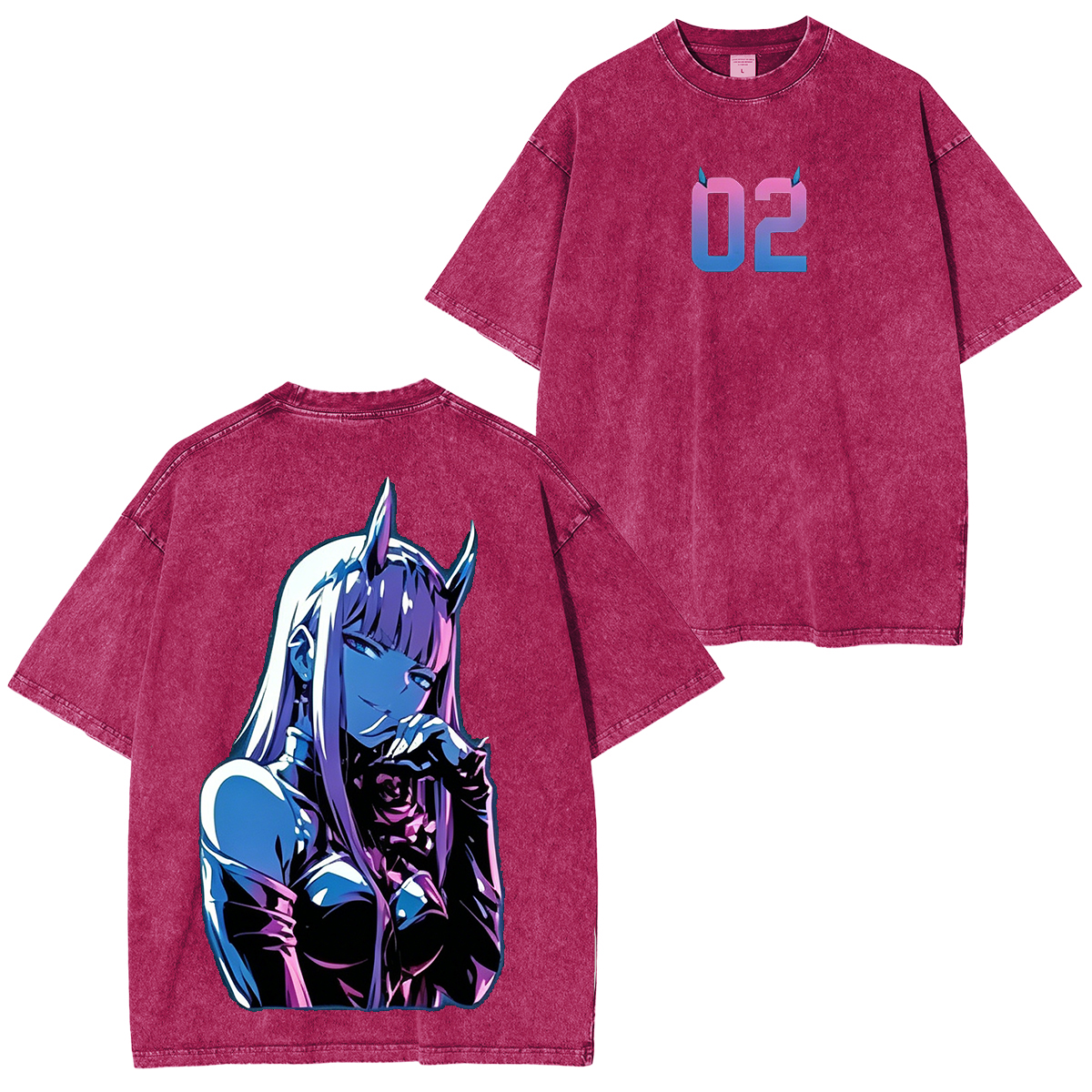 Zero Two Love Fades with Disapointment Zero Anime Oversized Unisex Washed T-Shirt