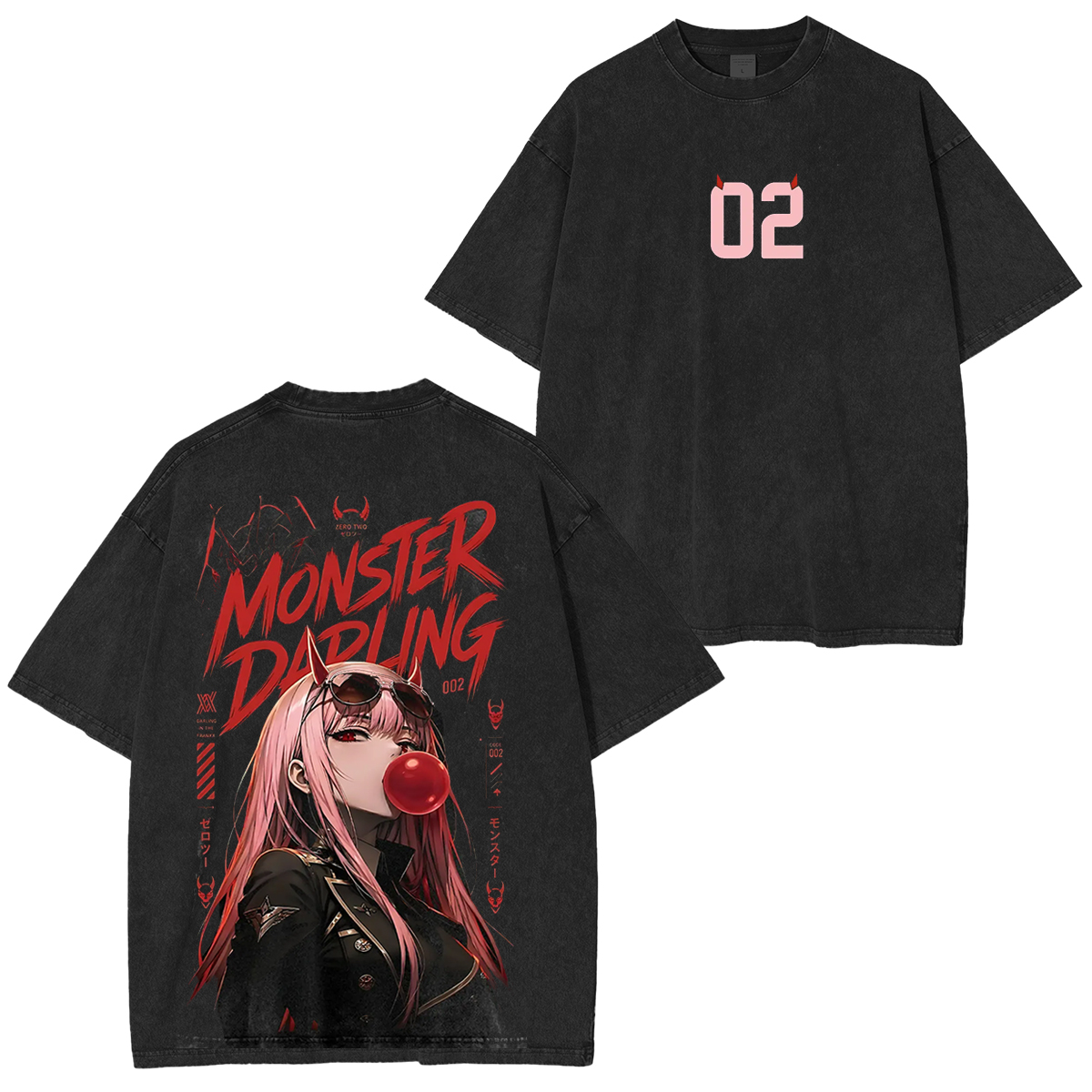 Zero Two Hiro Unisex Washed T-Shirt