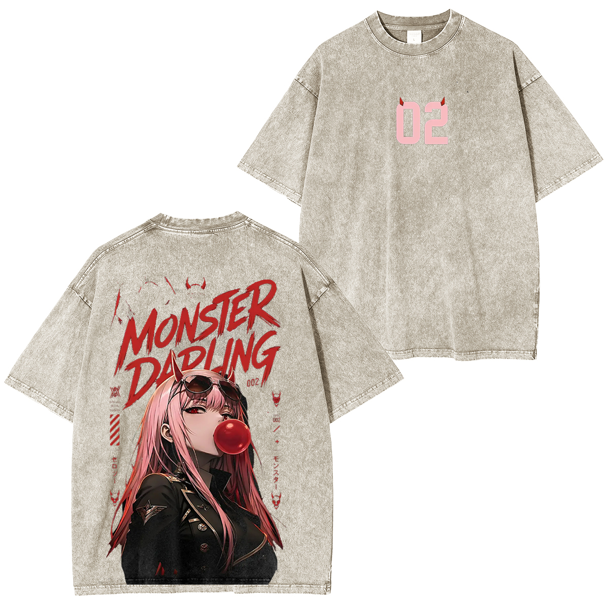 Zero Two Hiro Unisex Washed T-Shirt