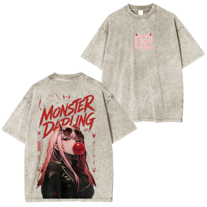 Zero Two Hiro Unisex Washed T-Shirt