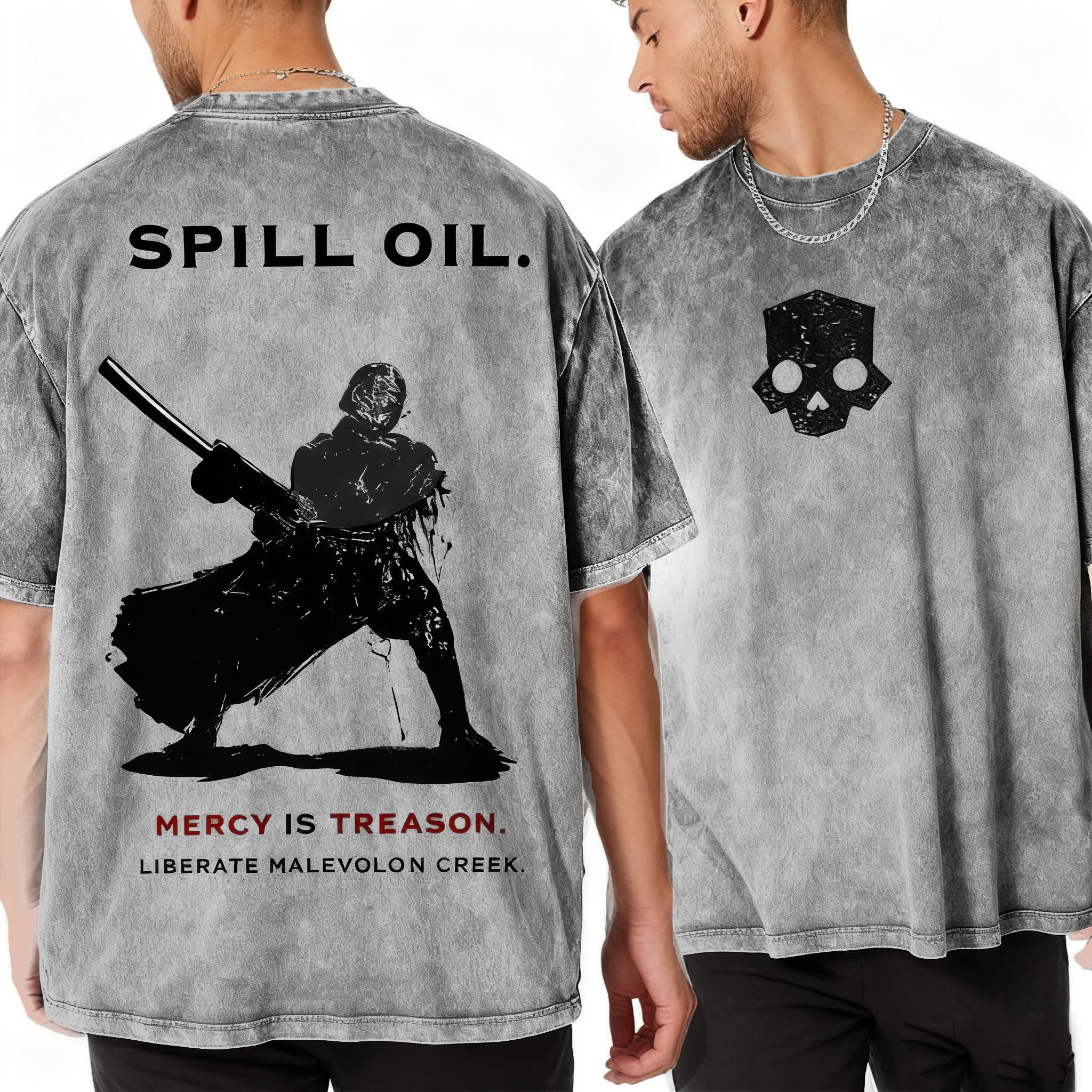 SPILL OIL. MERCY IS TREASON Helldivers 2 Washed T-Shirt