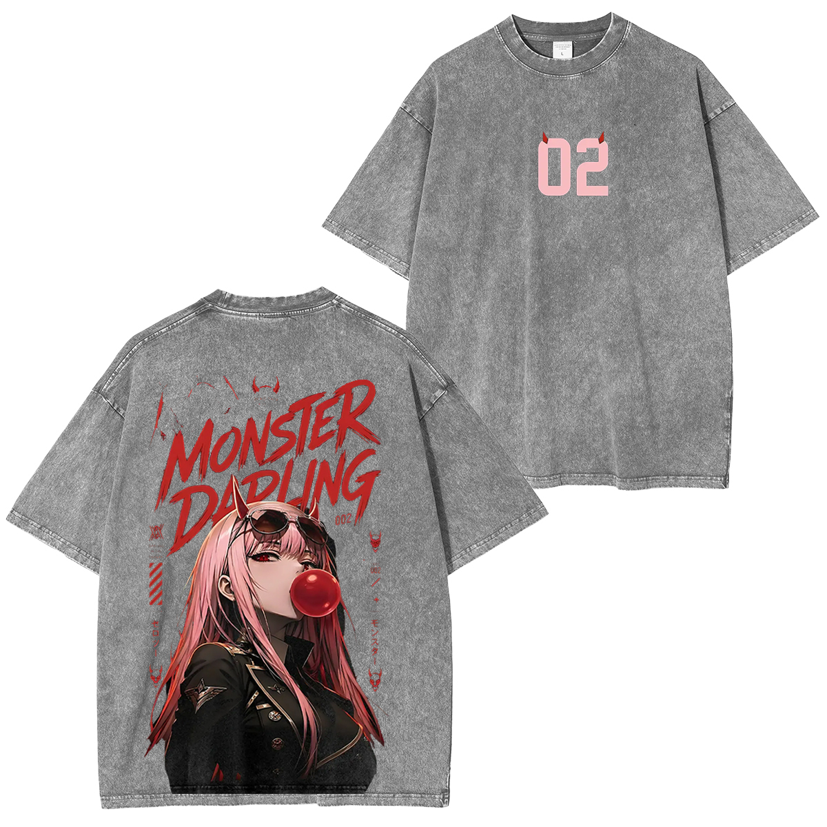 Zero Two Hiro Unisex Washed T-Shirt