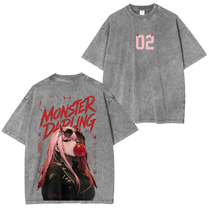 Zero Two Hiro Unisex Washed T-Shirt