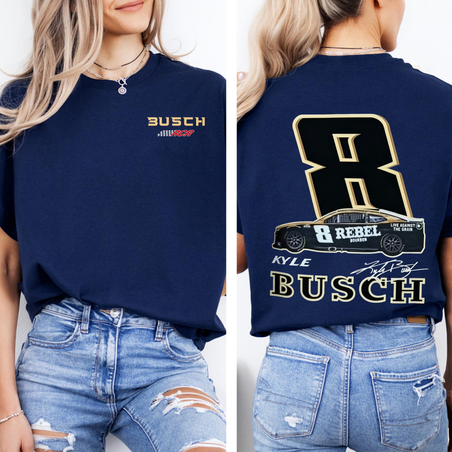 2 Sided Kyle Busch Rebel 8 1985-2026 Memorial Comfor Colors Unisex Shirts/Crewneck/Hoodie