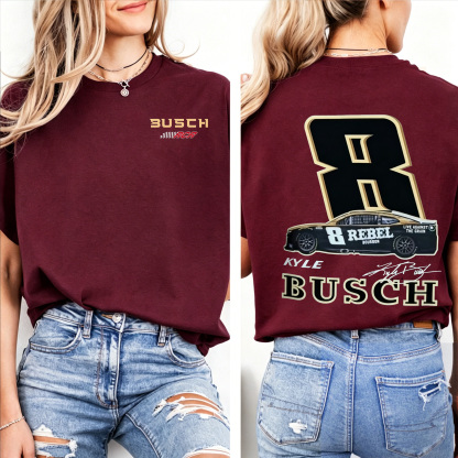 2 Sided Kyle Busch Rebel 8 1985-2026 Memorial Comfor Colors Unisex Shirts/Crewneck/Hoodie