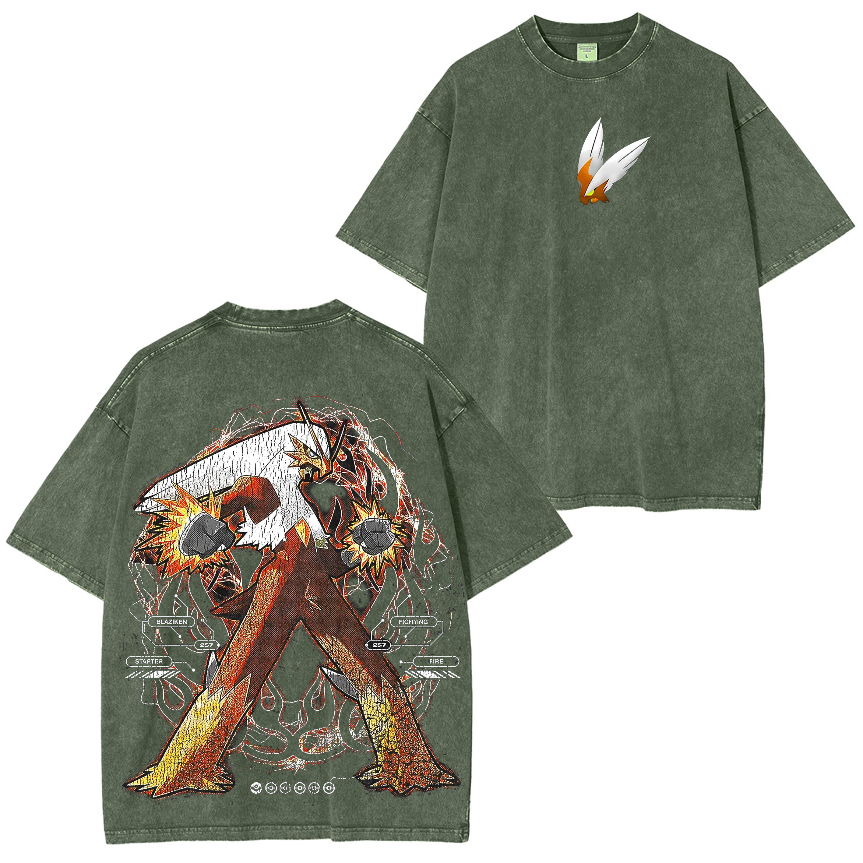 Blaziken Pokemon Unisex Washed T-Shirt