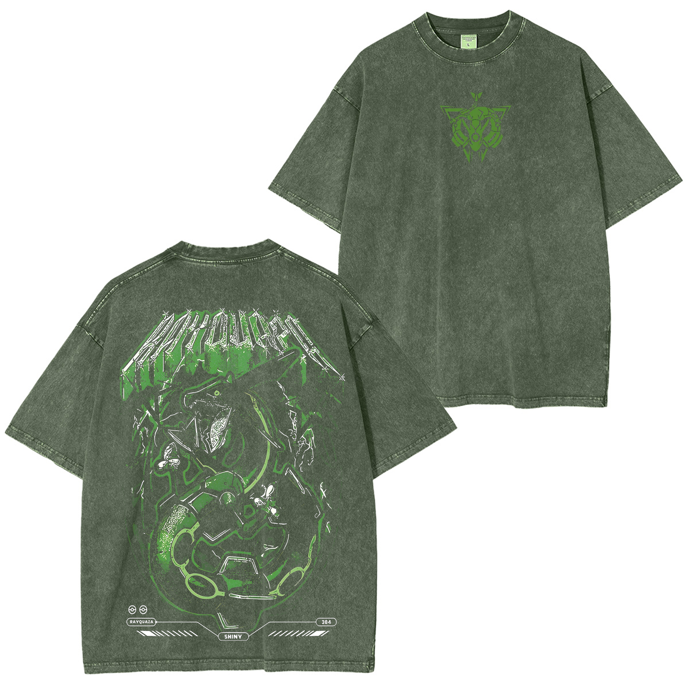Vintage Rayquaza Green  Pokemon Unisex Washed T-Shirt