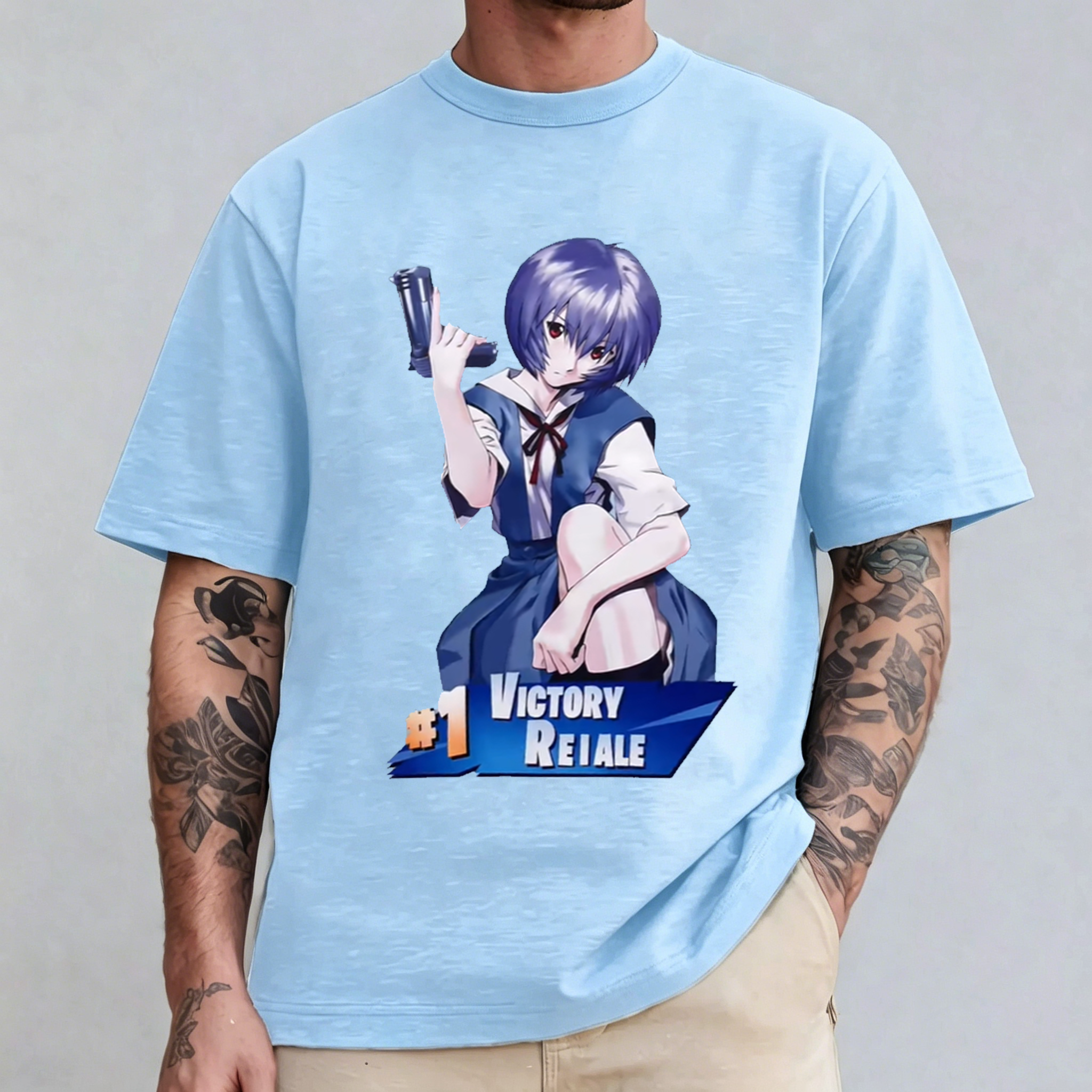Rei Ayanami Victory Reiale Evangelion Anime Graphic Oversize Unisex Shirts/Crewneck/Hoodie