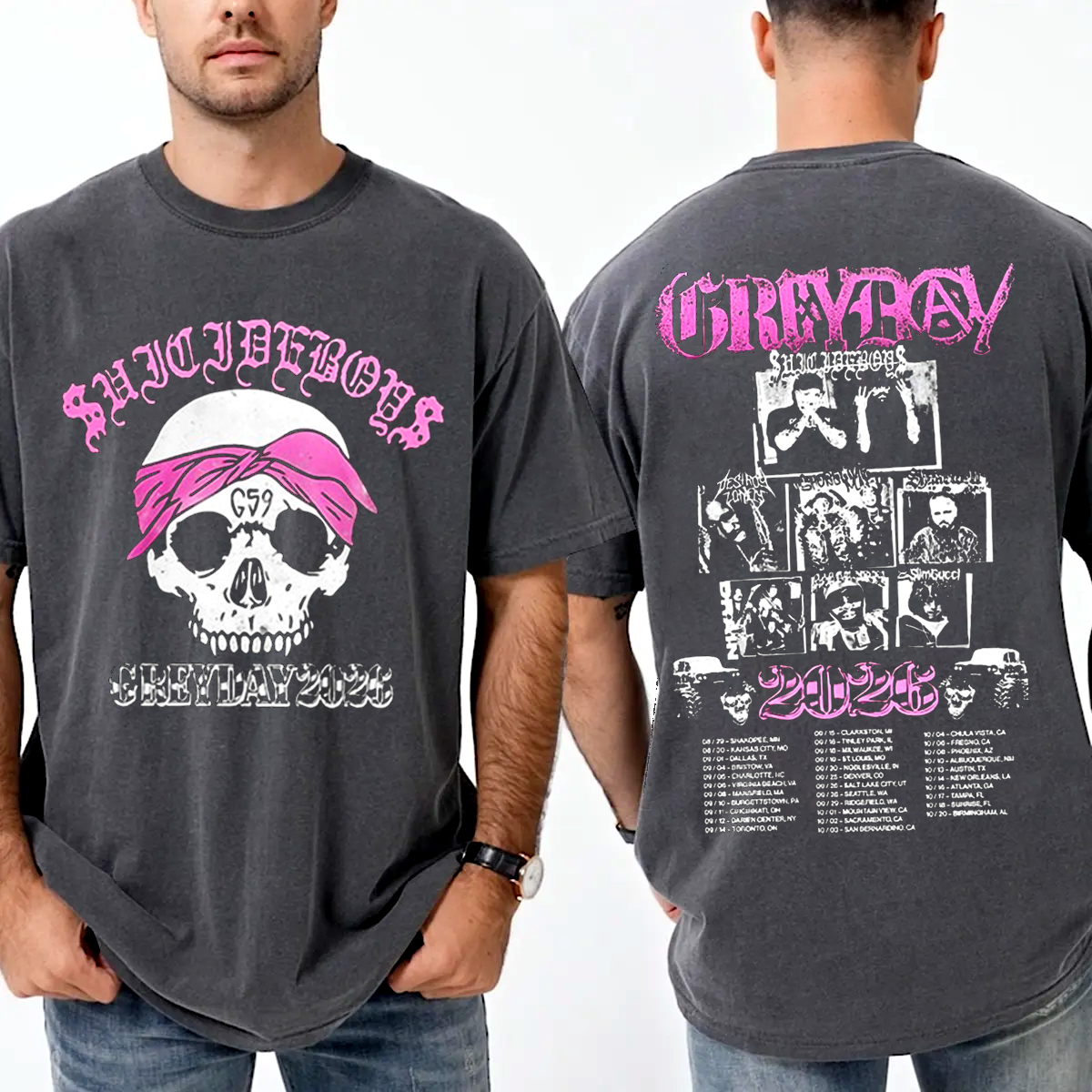 Grey Day 2026 Tour,Suicideboys G59 Unisex Washed T-Shirt