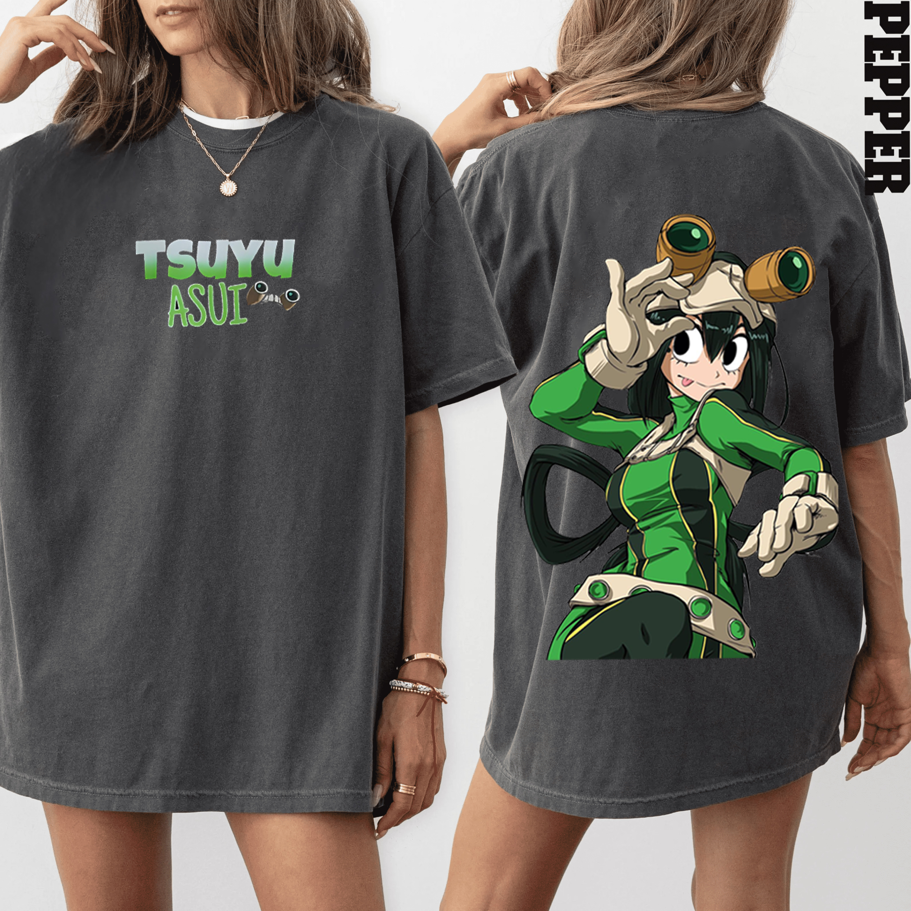 Tsuyu Asui from My Hero Academia Oversized Washed T-shirt/Crewneck/Hoodie