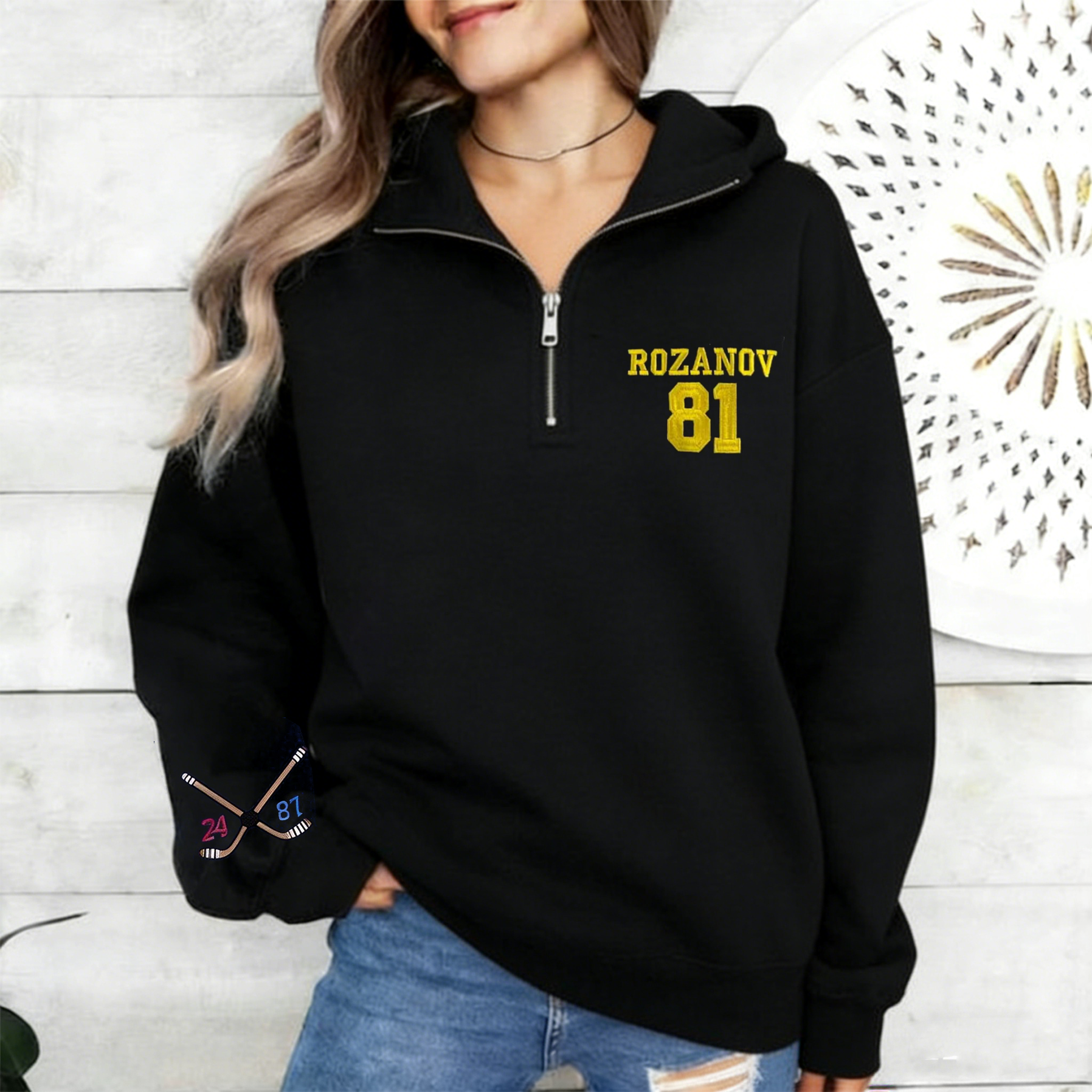 Team Hollanov Embroidered Premium Quarter-Zip Sweater