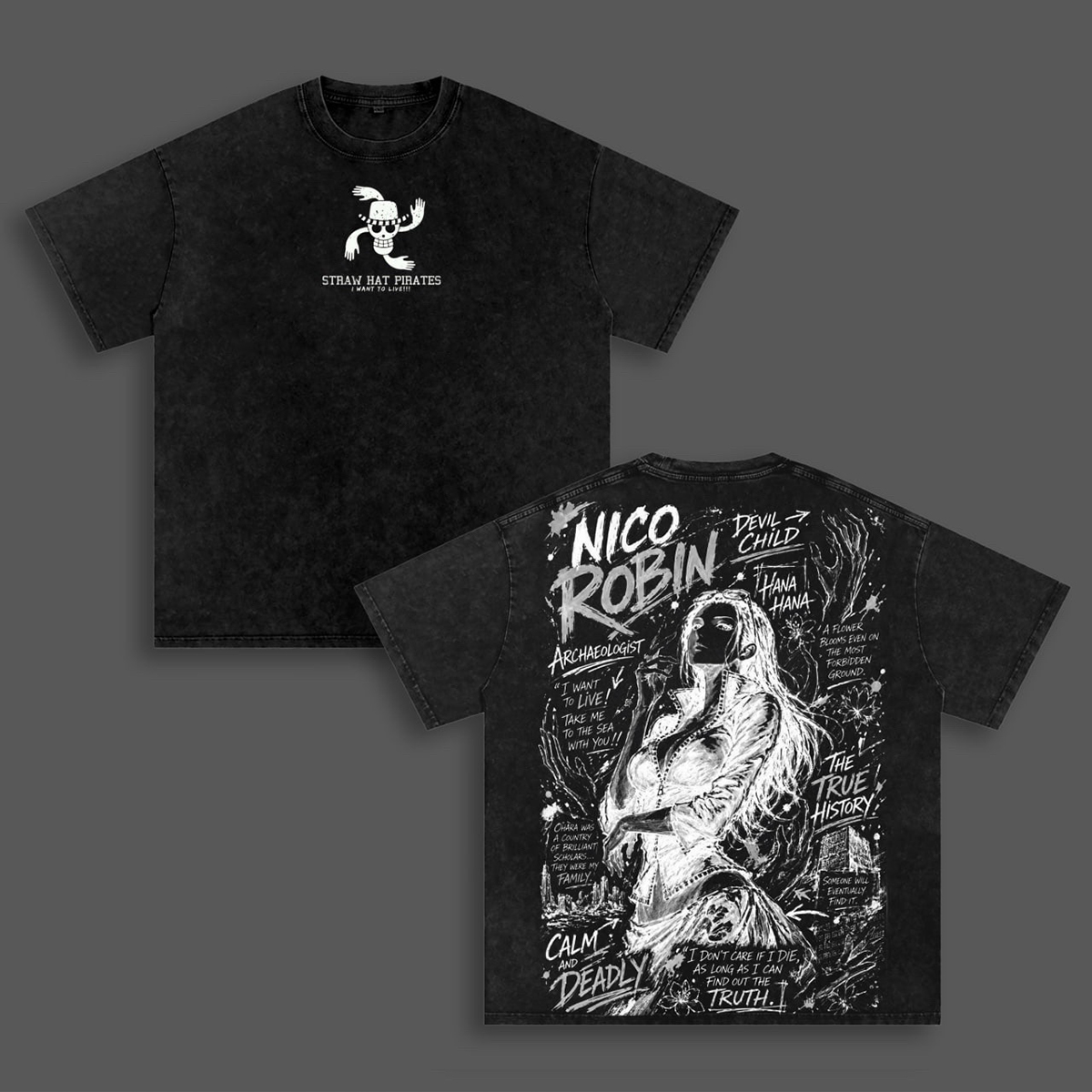 New Official Robin One Piece ILLUSTRATION Washed T-shirt/Crewneck/Hoodie