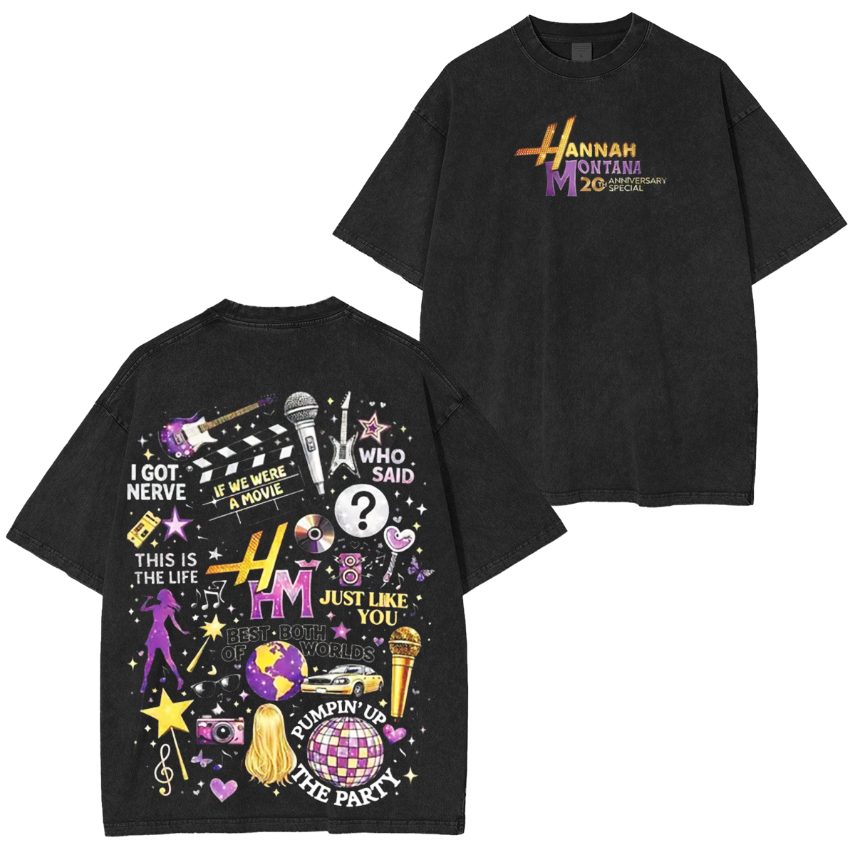 Hannah Montana 20th Anniversary Vintage Unisex  Washed T-Shirt