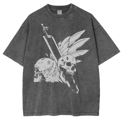 Skull and wings Vintage Washed T-Shirt