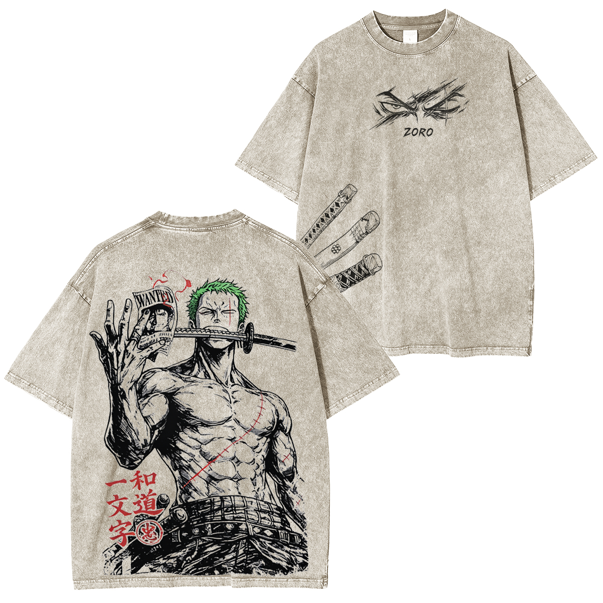 One Piece Roronoa Zoro Vintage Unisex  Washed T-Shirt