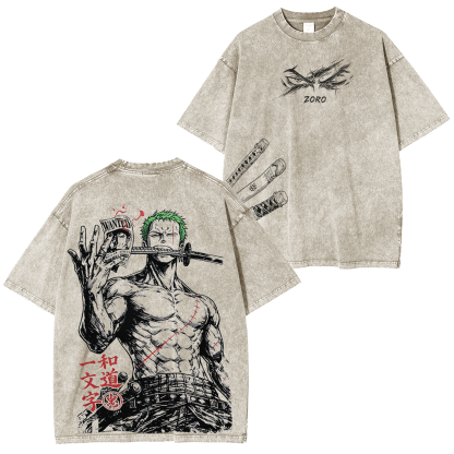 One Piece Roronoa Zoro Vintage Unisex  Washed T-Shirt